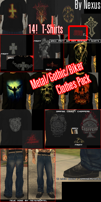 Metal/Gothic/Biker Clothes Pack
