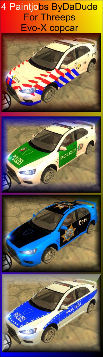 4 police PJs for Threepwoods Evo-X Copcar