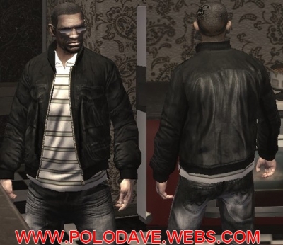 Leather jacket and white polo