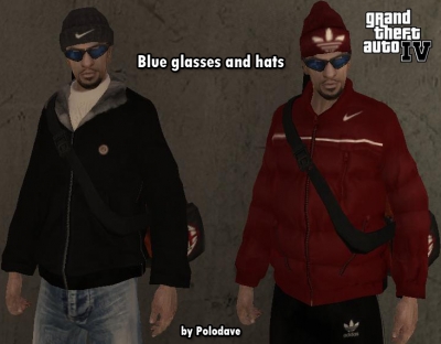 Blue glasses and hats