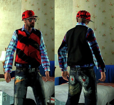 Red Black Shirt and Vest