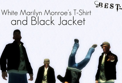 White Marilyn Monroes T-Shirt And Black Jacket